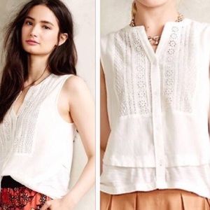 Anthropologie Holding Horses Venezia Eyelet top Sz M off white